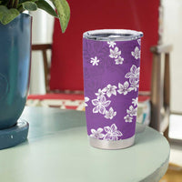 Hawaii Monstera Deliciosa Tumbler Cup Purple Plumeria Polynesian Pattern - Polynesian Pride