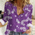 Hawaii Monstera Deliciosa Women Casual Shirt Purple Plumeria Polynesian Pattern - Polynesian Pride