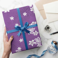 Hawaii Monstera Deliciosa Wrapping Paper Purple Plumeria Polynesian Pattern - Polynesian Pride