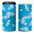 Hawaii Monstera Deliciosa 4 in 1 Can Cooler Tumbler Blue Plumeria Polynesian Pattern - Polynesian Pride