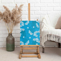 Hawaii Monstera Deliciosa Canvas Wall Art Blue Plumeria Polynesian Pattern - Polynesian Pride