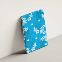 Hawaii Monstera Deliciosa Canvas Wall Art Blue Plumeria Polynesian Pattern - Polynesian Pride