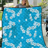 Hawaii Monstera Deliciosa Quilt Blue Plumeria Polynesian Pattern - Polynesian Pride