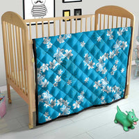 Hawaii Monstera Deliciosa Quilt Blue Plumeria Polynesian Pattern - Polynesian Pride