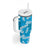 Hawaii Monstera Deliciosa Tumbler With Handle Blue Plumeria Polynesian Pattern - Polynesian Pride