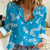 Hawaii Monstera Deliciosa Women Casual Shirt Blue Plumeria Polynesian Pattern - Polynesian Pride