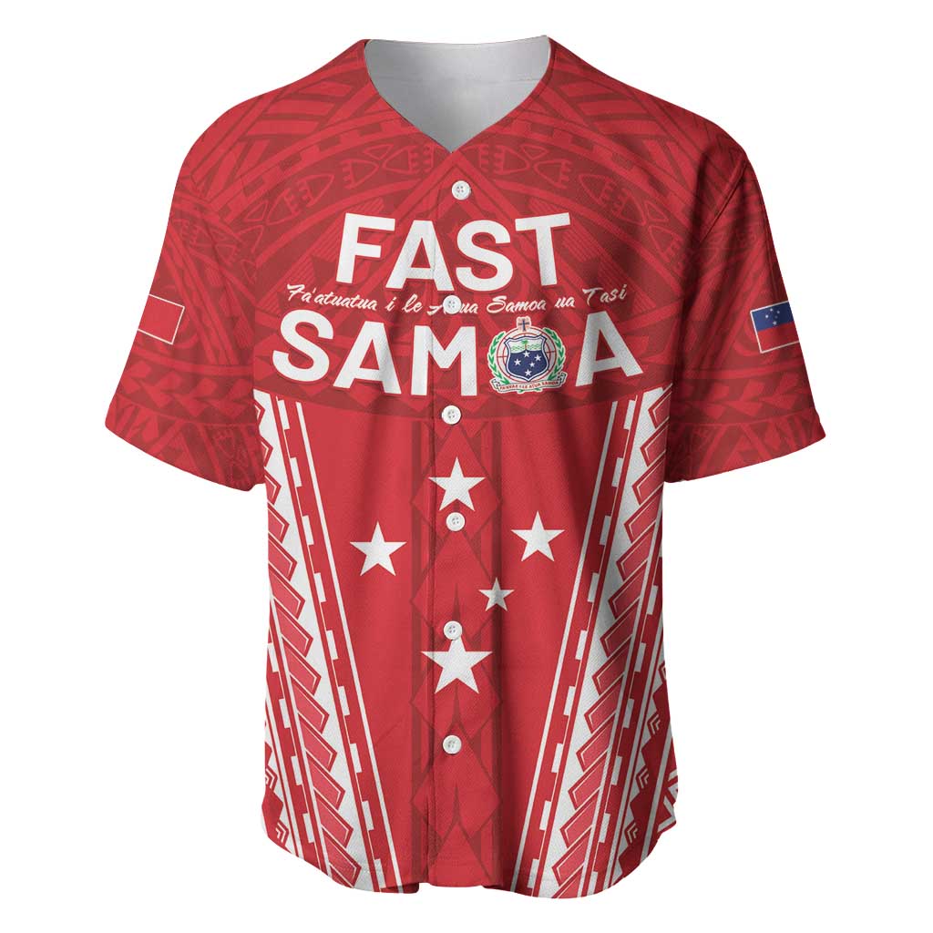 Samoa FAST Baseball Jersey Forever Proud Samoan Tribal Pattern - Polynesian Pride