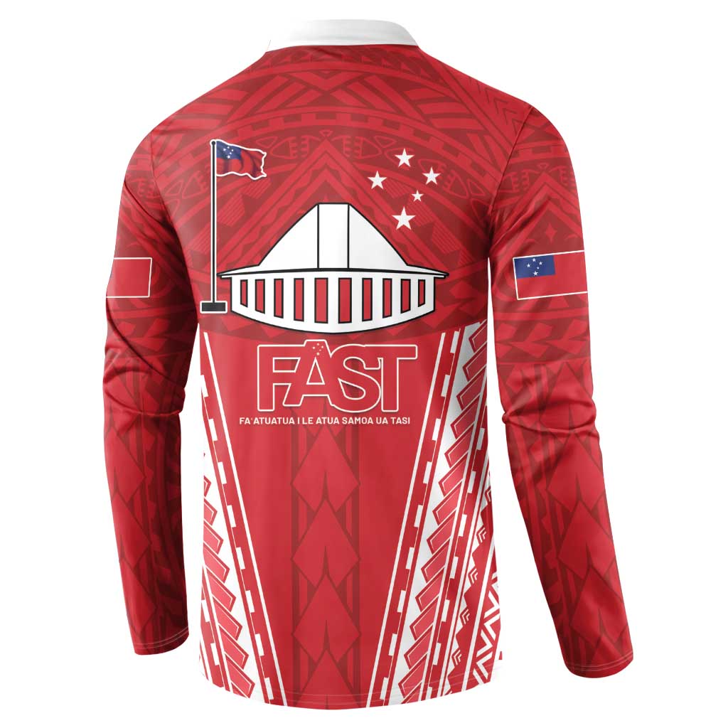 Samoa FAST Button Sweatshirt Forever Proud Samoan Tribal Pattern - Polynesian Pride