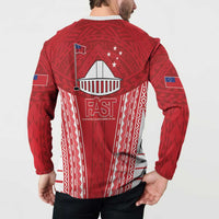 Samoa FAST Button Sweatshirt Forever Proud Samoan Tribal Pattern - Polynesian Pride