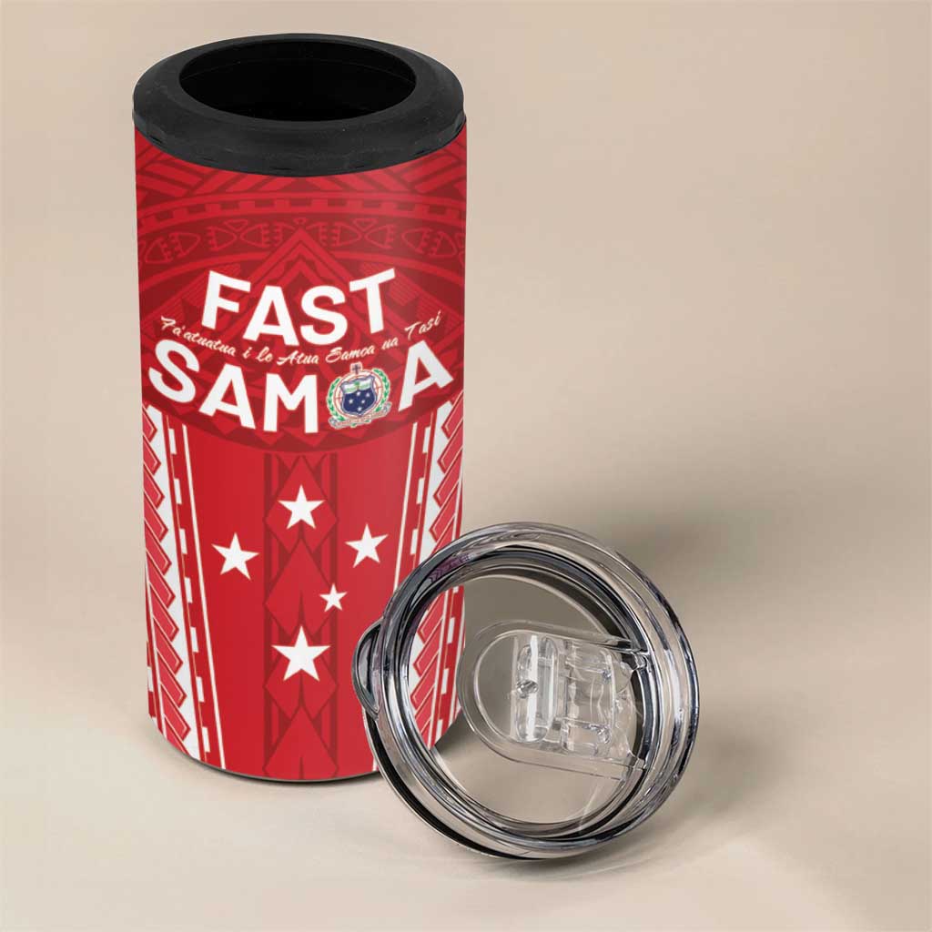 Samoa FAST 4 in 1 Can Cooler Tumbler Forever Proud Samoan Tribal Pattern - Polynesian Pride