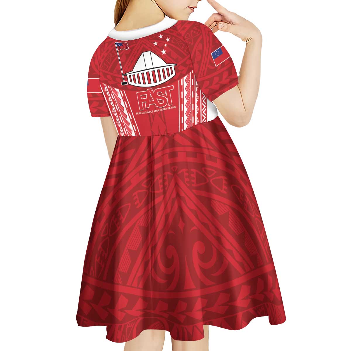Samoa FAST Kid Short Sleeve Dress Forever Proud Samoan Tribal Pattern - Polynesian Pride