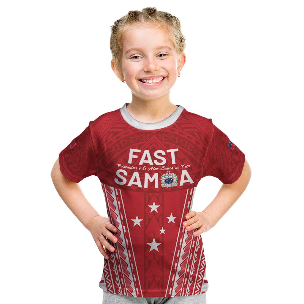 Samoa FAST Kid T Shirt Forever Proud Samoan Tribal Pattern - Polynesian Pride