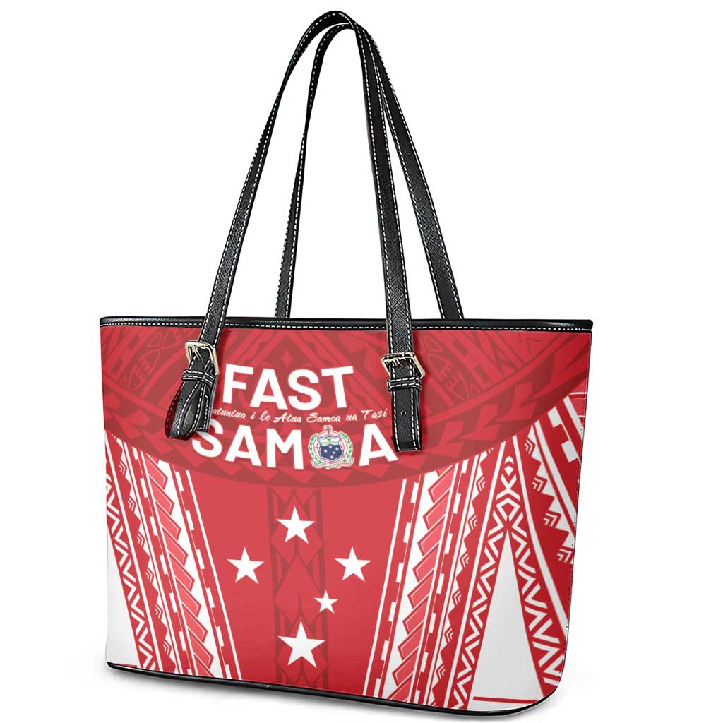 Samoa FAST Leather Tote Bag Forever Proud Samoan Tribal Pattern - Polynesian Pride