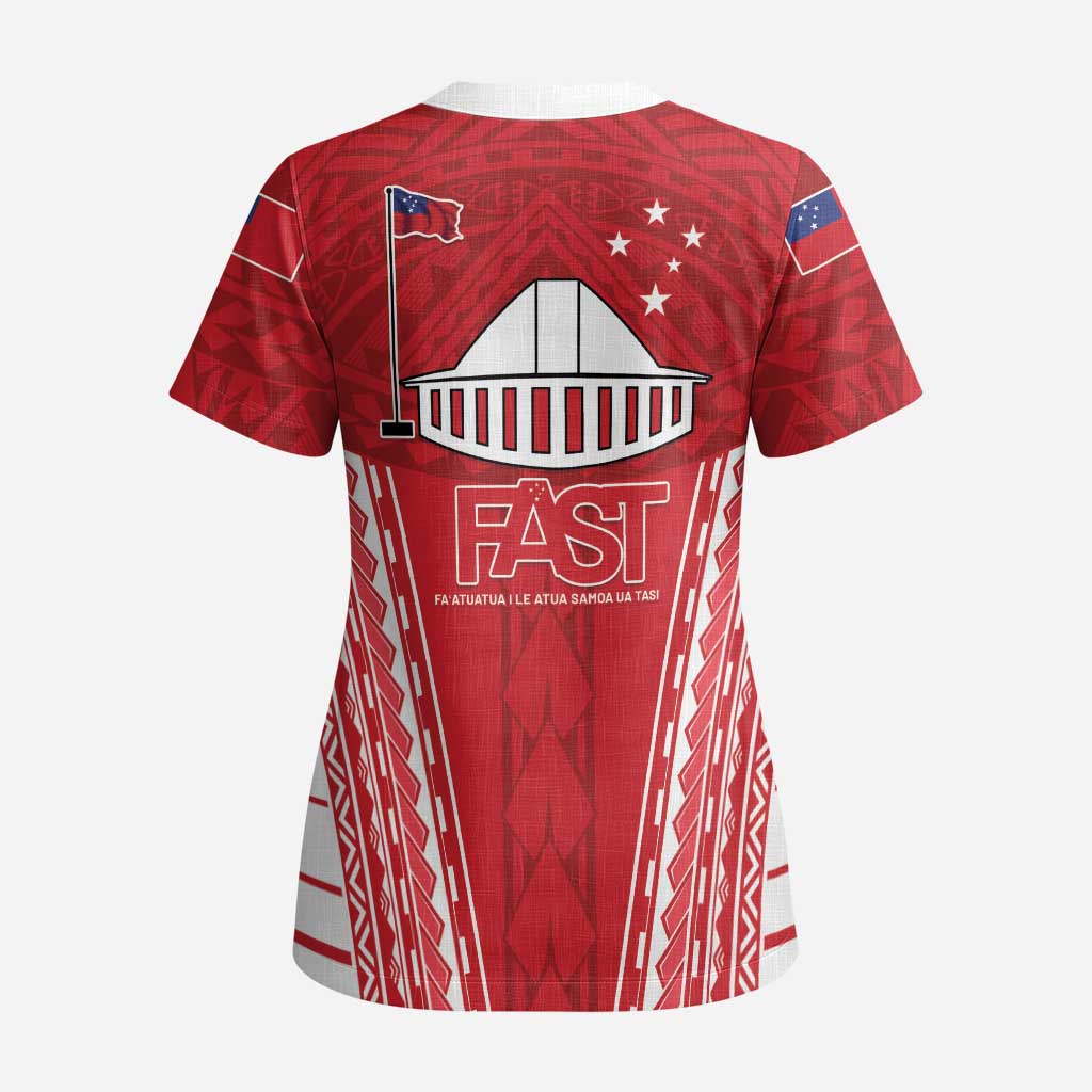 Samoa FAST Scrub Top Forever Proud Samoan Tribal Pattern - Polynesian Pride