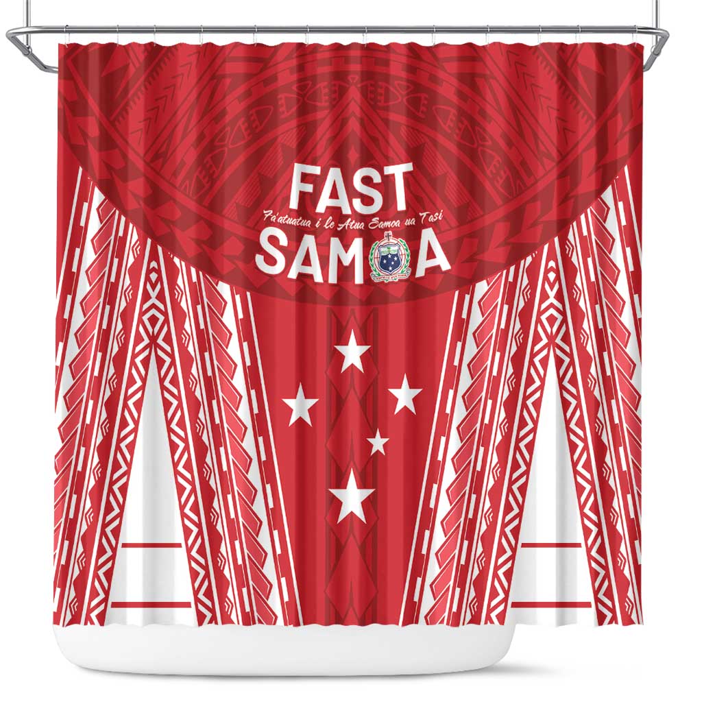 Samoa FAST Shower Curtain Forever Proud Samoan Tribal Pattern - Polynesian Pride