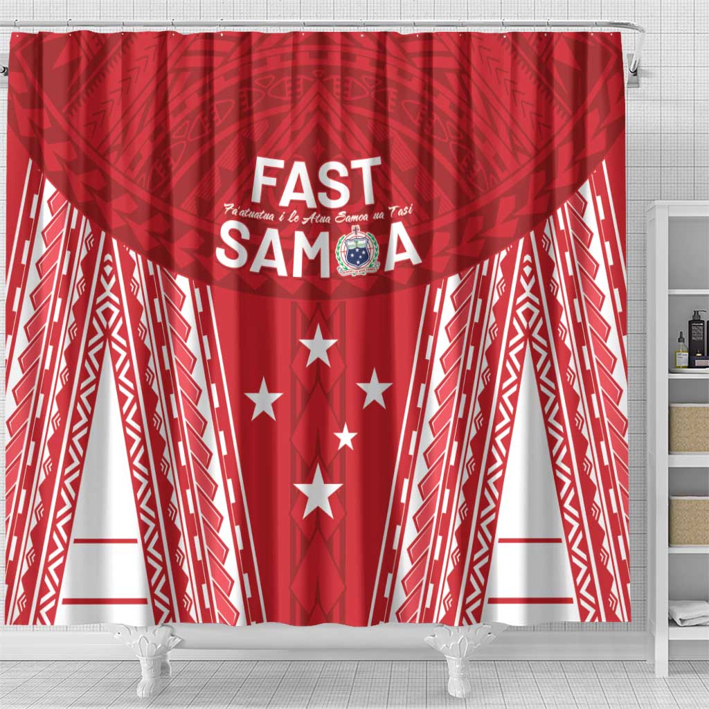Samoa FAST Shower Curtain Forever Proud Samoan Tribal Pattern - Polynesian Pride