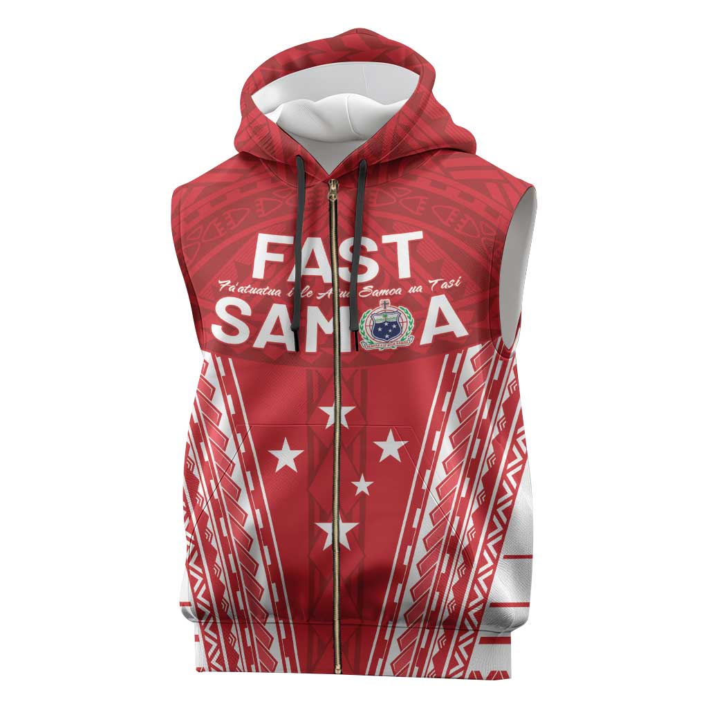 Samoa FAST Sleeveless Zip Hoodie Forever Proud Samoan Tribal Pattern - Polynesian Pride