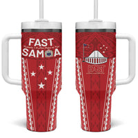 Samoa FAST Tumbler With Handle Forever Proud Samoan Tribal Pattern - Polynesian Pride
