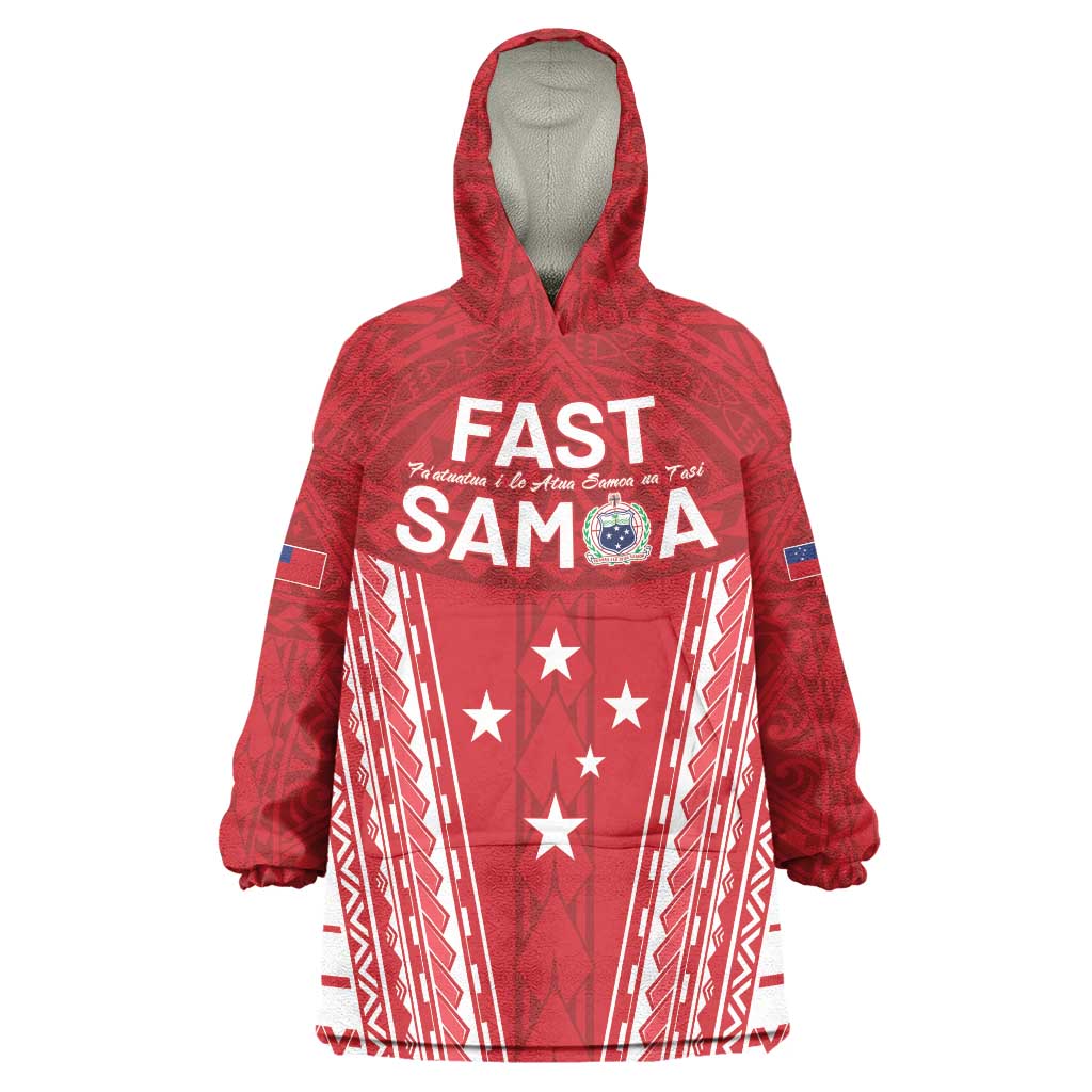 Samoa FAST Wearable Blanket Hoodie Forever Proud Samoan Tribal Pattern - Polynesian Pride