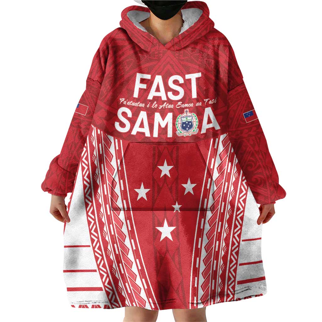 Samoa FAST Wearable Blanket Hoodie Forever Proud Samoan Tribal Pattern - Polynesian Pride