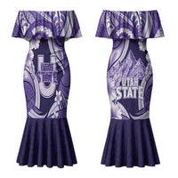 Utah State Polynesian Heritage Couples Matching Mermaid Dress and Hawaiian Shirt Floral Tribal Pattern Tropical Flowers LT05 - Polynesian Pride