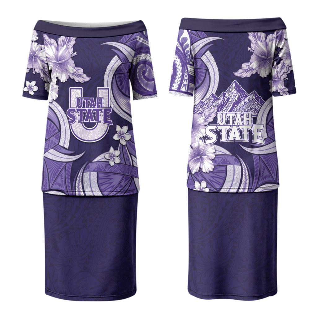 Utah State Polynesian Heritage Couples Matching Puletasi and Hawaiian Shirt Floral Tribal Pattern Tropical Flowers LT05 - Polynesian Pride