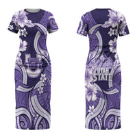 Utah State Polynesian Heritage Couples Matching Short Sleeve Bodycon Dress and Long Sleeve Button Shirt Floral Tribal Pattern Tropical Flowers LT05 - Polynesian Pride