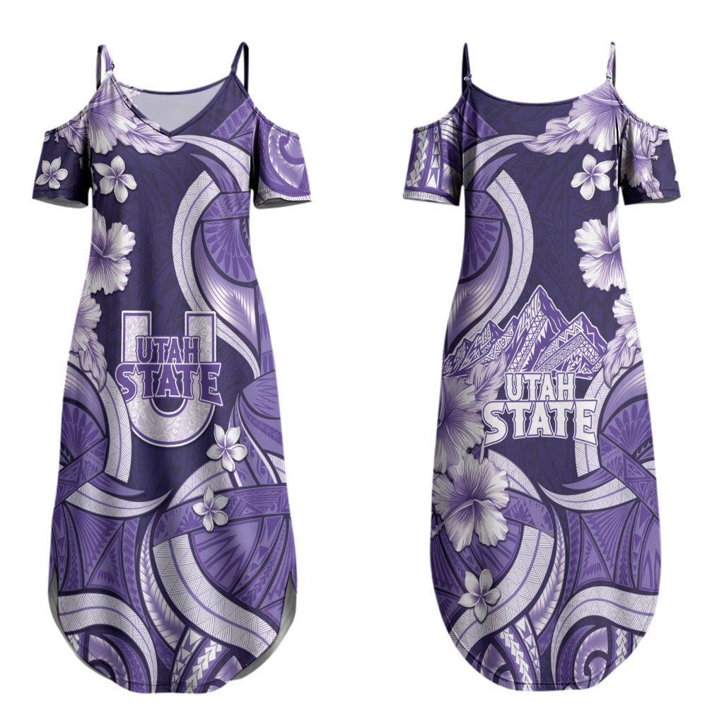 Utah State Polynesian Heritage Couples Matching Summer Maxi Dress and Long Sleeve Button Shirt Floral Tribal Pattern Tropical Flowers LT05 - Polynesian Pride