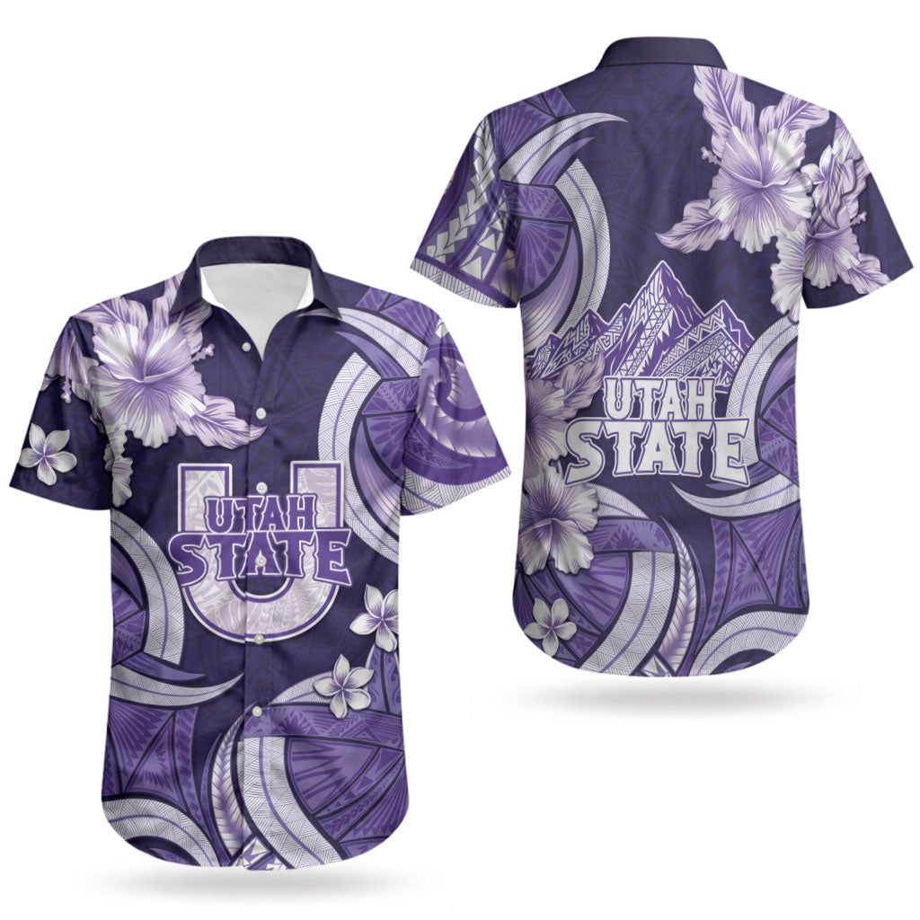 Utah State Polynesian Heritage Couples Matching Tank Maxi Dress and Hawaiian Shirt Floral Tribal Pattern Tropical Flowers LT05 - Polynesian Pride