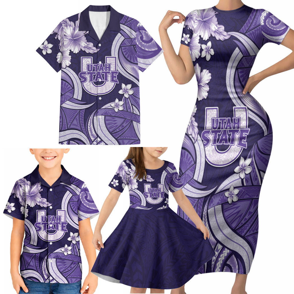 Utah State Polynesian Heritage Family Matching Short Sleeve Bodycon Dress and Hawaiian Shirt Floral Tribal Pattern Tropical Flowers LT05 - Polynesian Pride