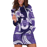 Utah State Polynesian Heritage Hoodie Dress Floral Tribal Pattern Tropical Flowers LT05 Purple - Polynesian Pride