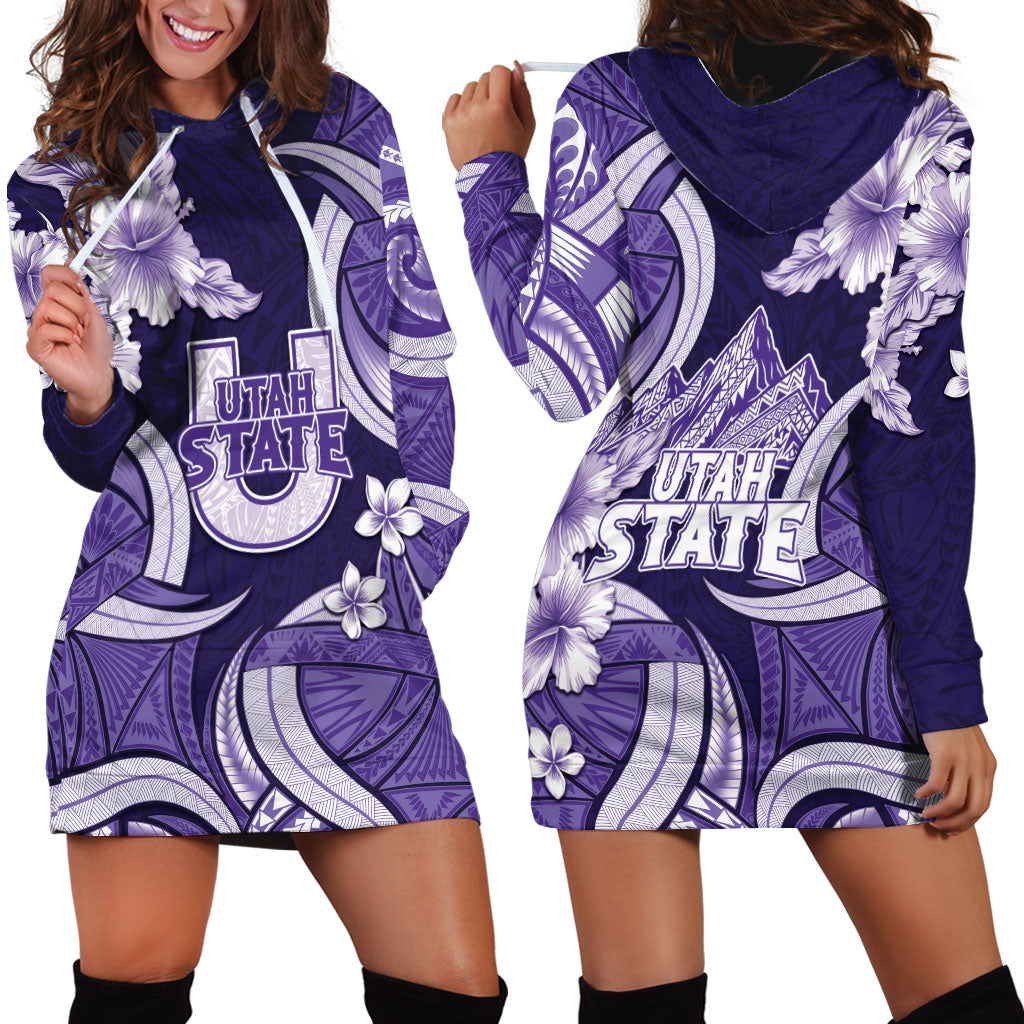 Utah State Polynesian Heritage Hoodie Dress Floral Tribal Pattern Tropical Flowers LT05 - Polynesian Pride