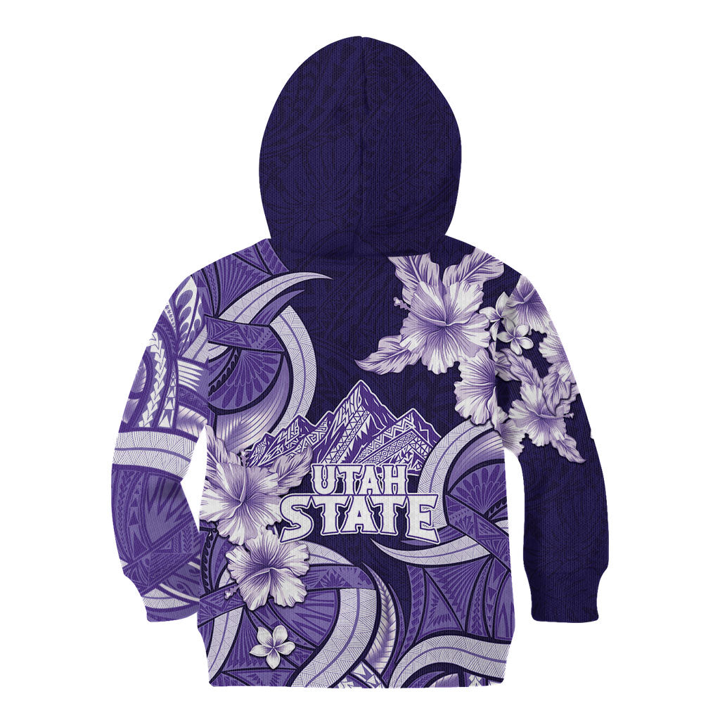 Utah State Polynesian Heritage Kid Hoodie Floral Tribal Pattern Tropical Flowers