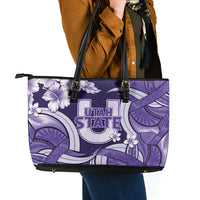 Utah State Polynesian Heritage Leather Tote Bag Floral Tribal Pattern Tropical Flowers LT05 - Polynesian Pride