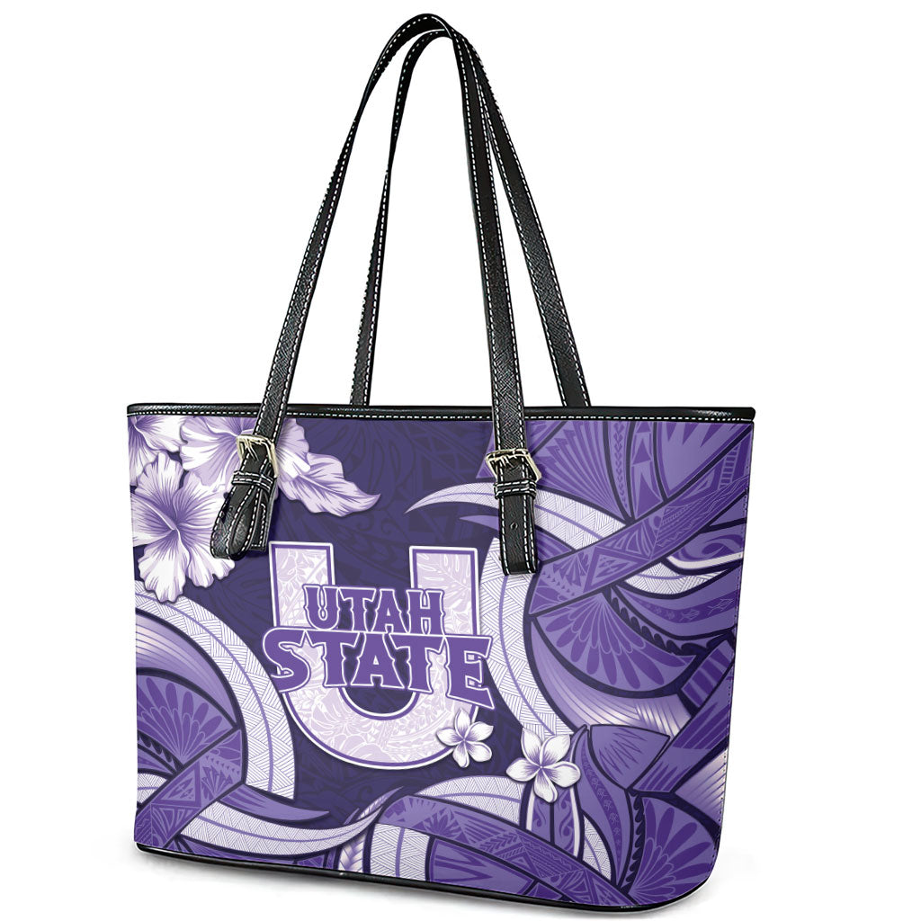 Utah State Polynesian Heritage Leather Tote Bag Floral Tribal Pattern Tropical Flowers LT05 - Polynesian Pride