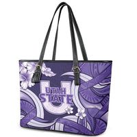 Utah State Polynesian Heritage Leather Tote Bag Floral Tribal Pattern Tropical Flowers LT05 - Polynesian Pride