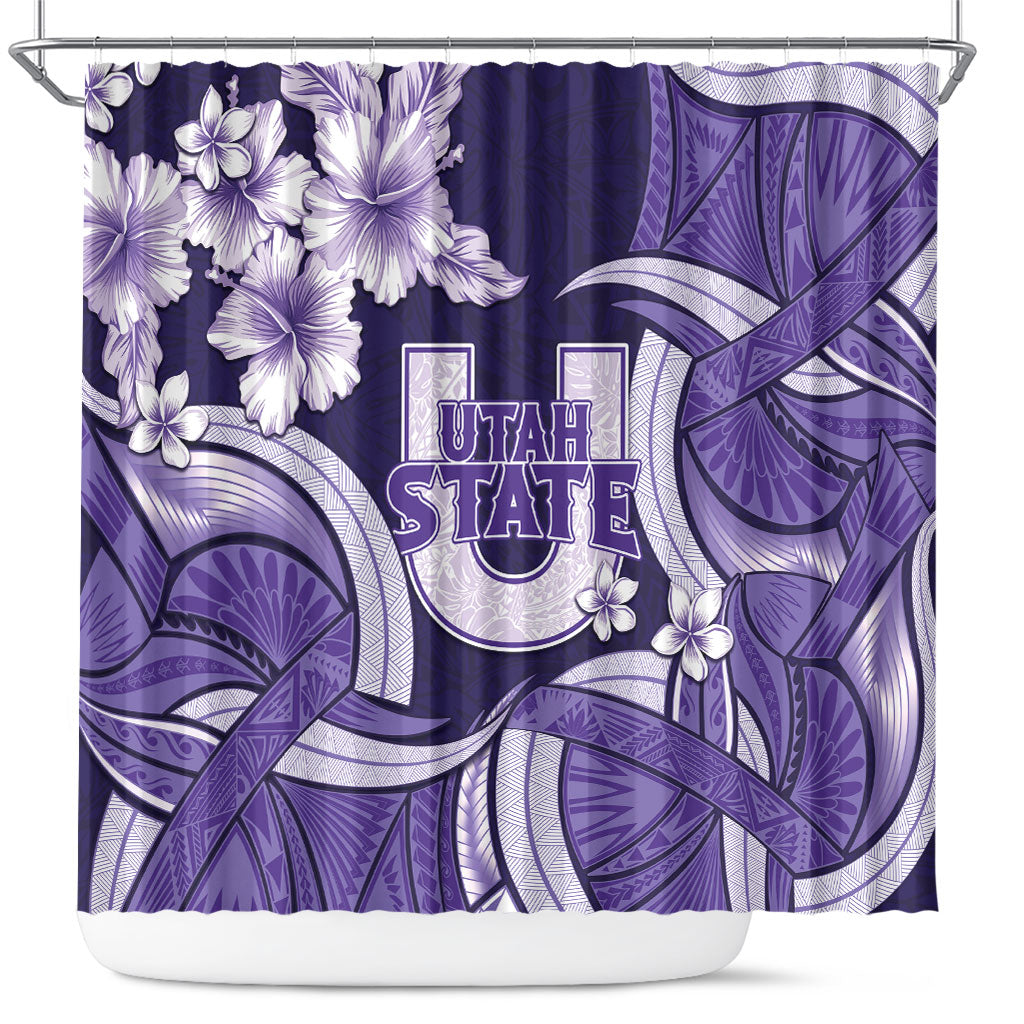 Utah State Polynesian Heritage Shower Curtain Floral Tribal Pattern Tropical Flowers LT05 Purple - Polynesian Pride