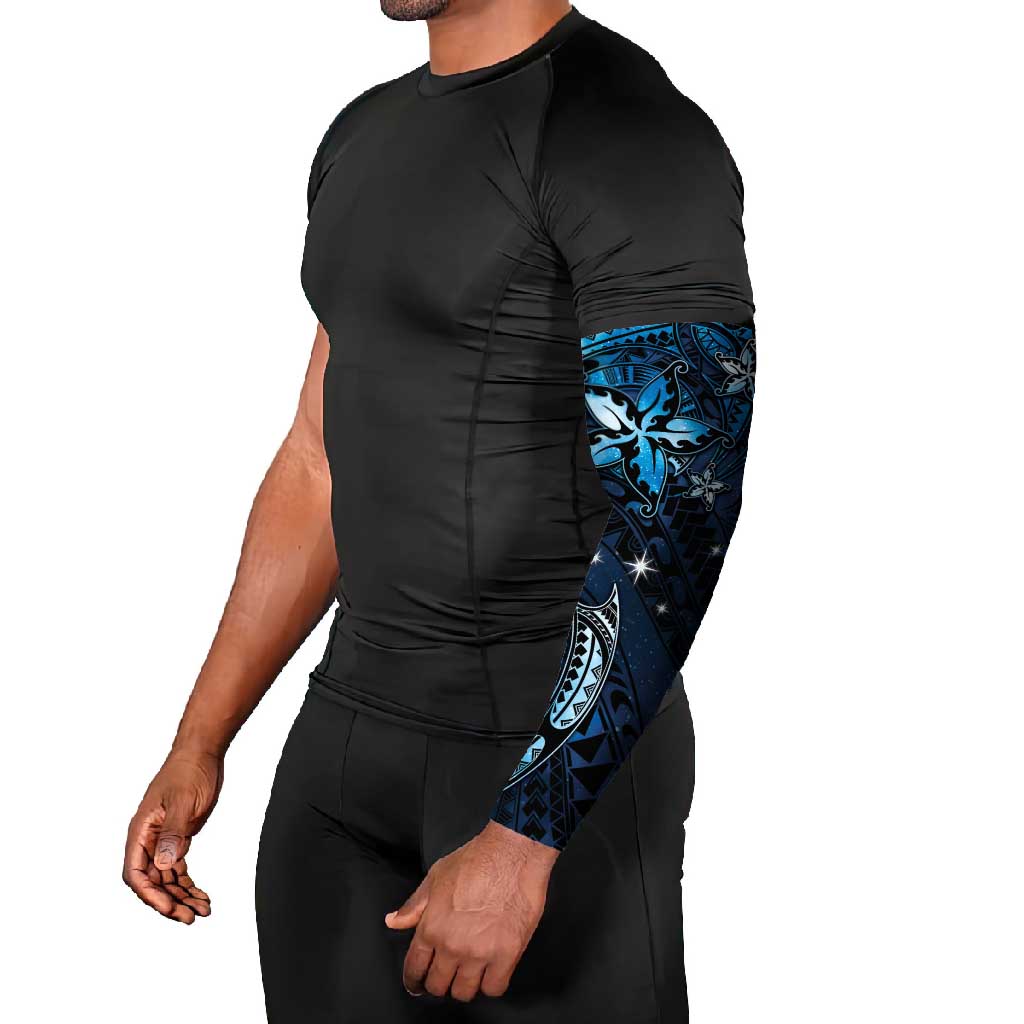 Hawaii Makahiki Season Arm Sleeves Floral Tribal Tattoo Blue Galaxy - Polynesian Pride