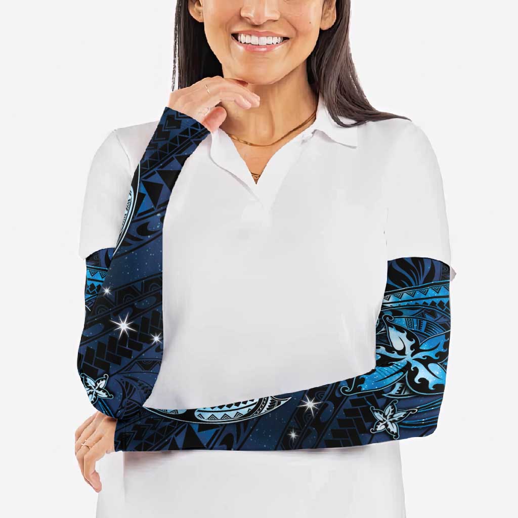 Hawaii Makahiki Season Arm Sleeves Floral Tribal Tattoo Blue Galaxy - Polynesian Pride