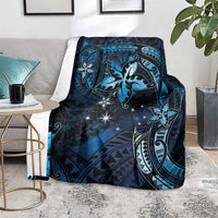 Hawaii Makahiki Season Blanket Floral Tribal Tattoo Blue Galaxy