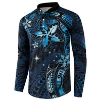 Hawaii Makahiki Season Button Sweatshirt Floral Tribal Tattoo Blue Galaxy LT05 - Polynesian Pride