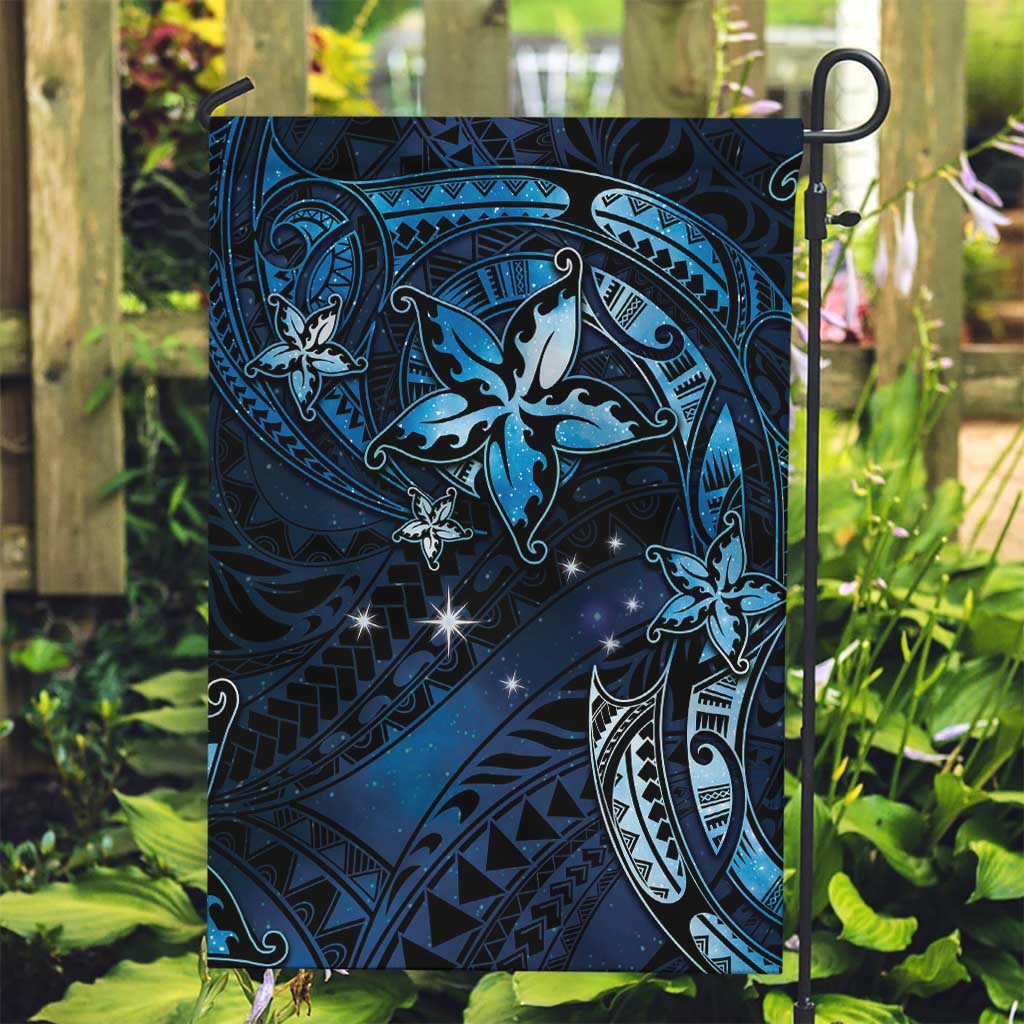 Hawaii Makahiki Season Garden Flag Floral Tribal Tattoo Blue Galaxy LT05 Garden Flag Blue - Polynesian Pride