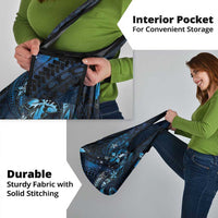 Hawaii Makahiki Season Grocery Bag Floral Tribal Tattoo Blue Galaxy