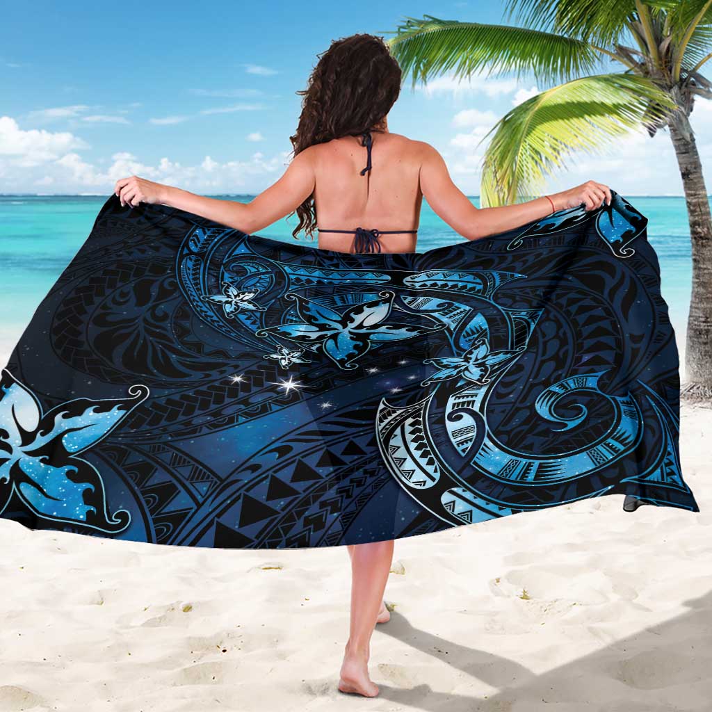 Hawaii Makahiki Season Sarong Floral Tribal Tattoo Blue Galaxy