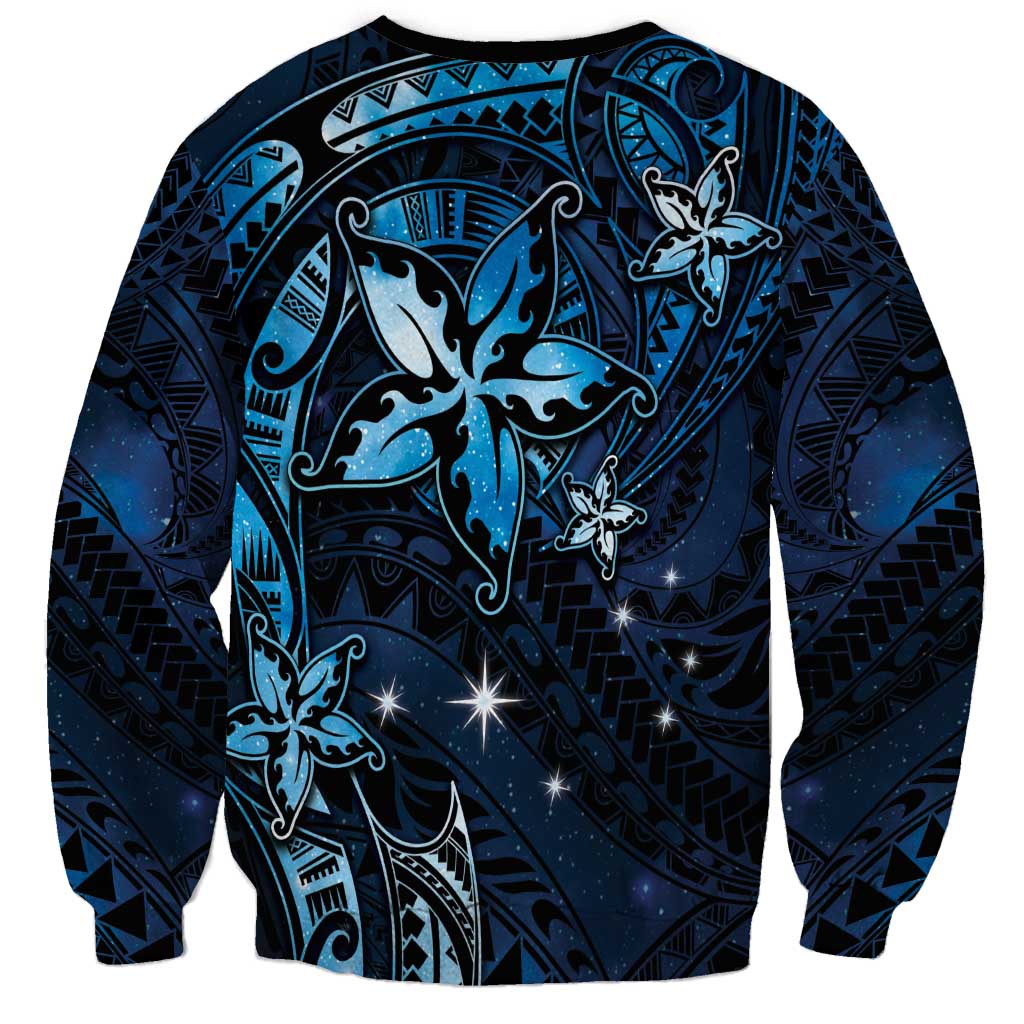 Hawaii Makahiki Season Sweatshirt Floral Tribal Tattoo Blue Galaxy