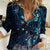 Hawaii Makahiki Season Women Casual Shirt Floral Tribal Tattoo Blue Galaxy