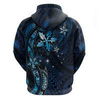 Hawaii Makahiki Season Zip Hoodie Floral Tribal Tattoo Blue Galaxy