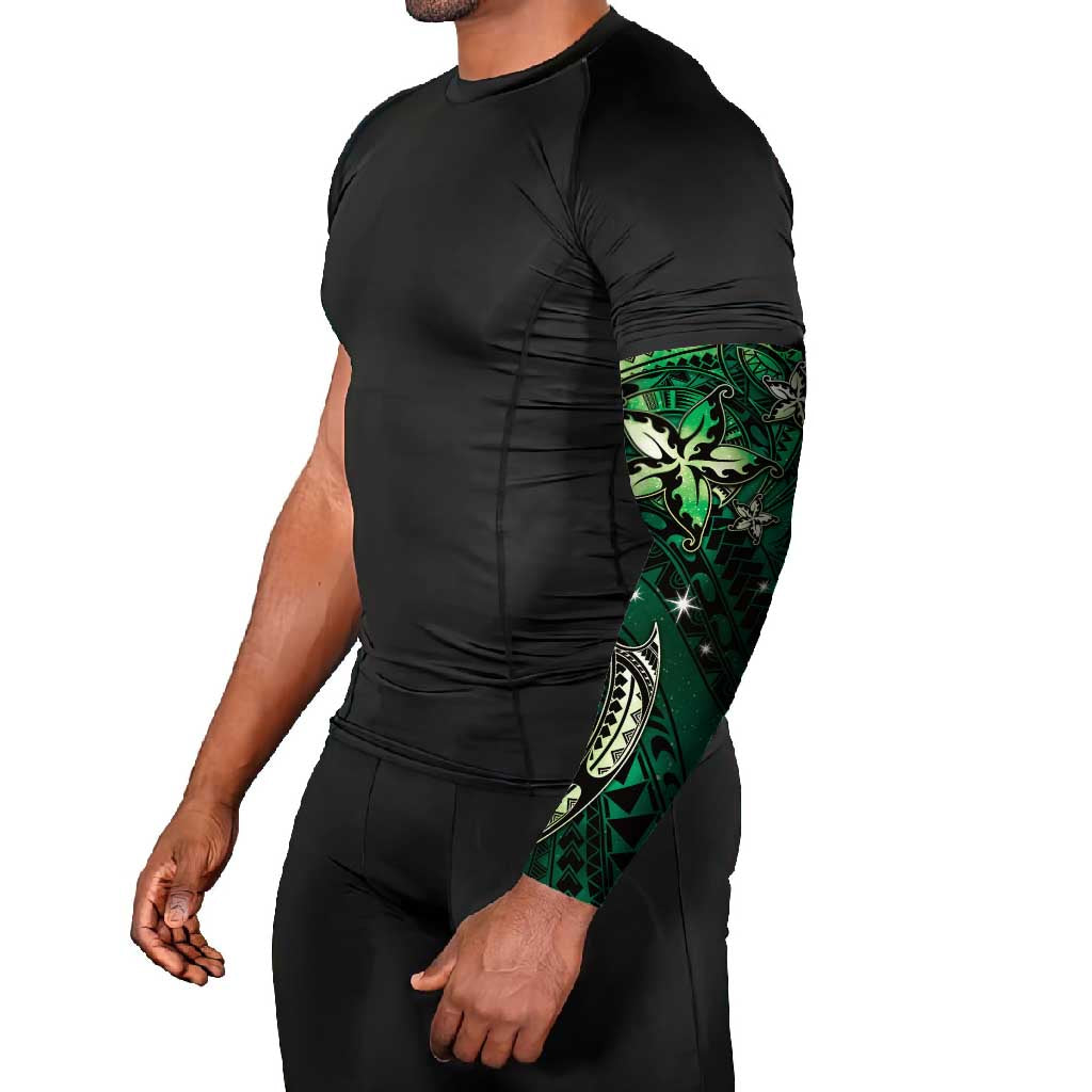 Hawaii Makahiki Season Arm Sleeves Floral Tribal Tattoo Green Galaxy LT05 - Polynesian Pride