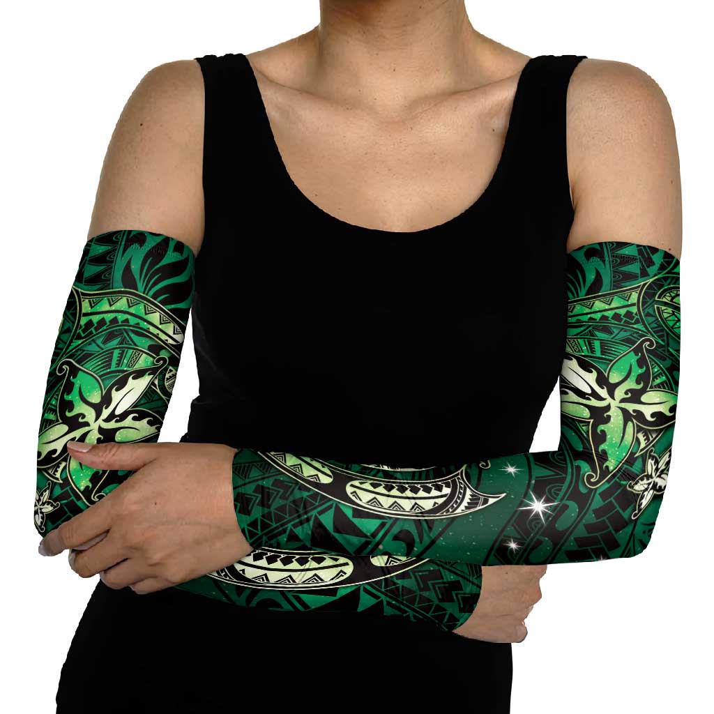 Hawaii Makahiki Season Arm Sleeves Floral Tribal Tattoo Green Galaxy LT05 - Polynesian Pride