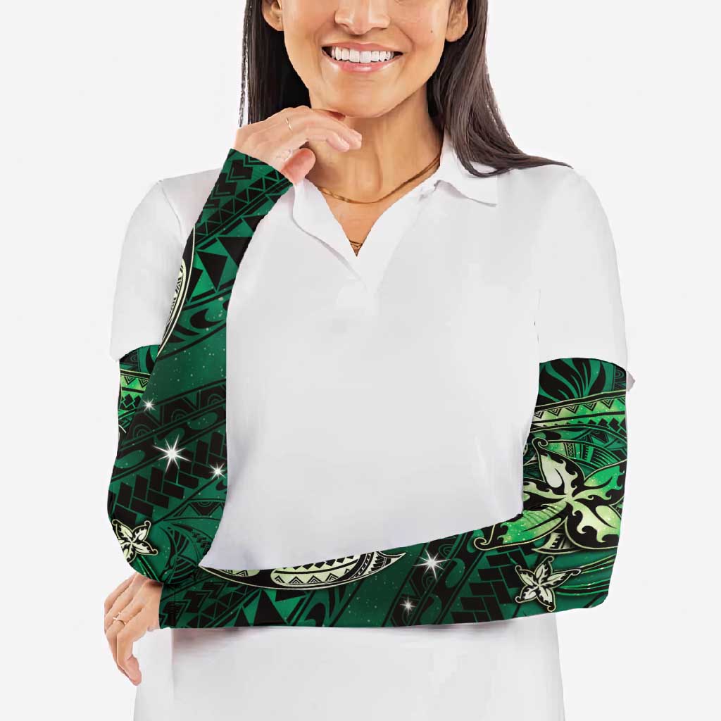Hawaii Makahiki Season Arm Sleeves Floral Tribal Tattoo Green Galaxy LT05 - Polynesian Pride